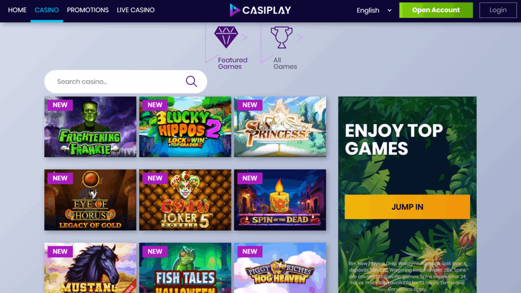casiplay casino lobby overview