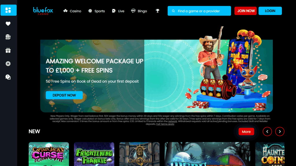 bluefox casino lobby overview